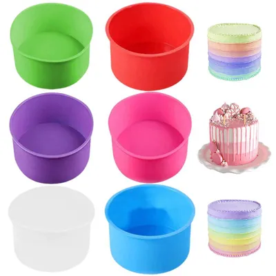 6er Set runde Silikon-Kuchenformen 10 cm, antihaftbeschichtet