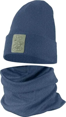 Produktbild von Jungen Kinder Beanie Mütze Schlauchschal Set Frühling Herbst Winter Übergang 48-50 Denim Pastell
