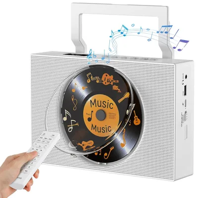 Produktbild von CD-Player mit Radio, mit Tragegriff, Lautsprechern, Display, Fernbedienung, AUX-Wiedergabe, Kopfhöreranschluss, MP3-Musikwiedergabe