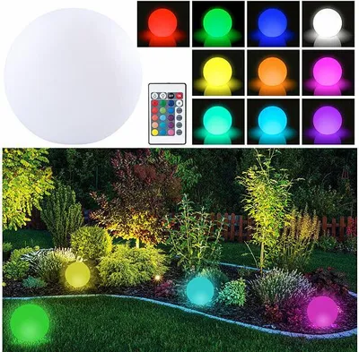 Image de Boule lumineuse sans fil télécommandée avec LED RVBB – Ø 20 cm