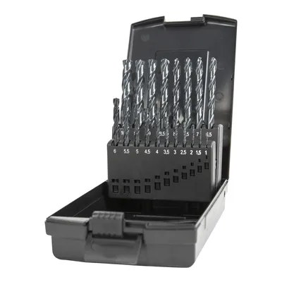 Produktbild von STIER Spiralbohrer Set HSS-R, 19-tlg (1-10 mm), Metallbohrer Satz, Stahlbohrer Satz, selbstzentrierende W-Spitze, für alle handelsüblichen Bohrmaschinen, DIN 338 RN