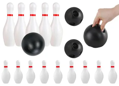 Produktbild von Leantoys Klassisches Geschicklichkeitsspiel mit zwei Kugeln und 10 Kegeln