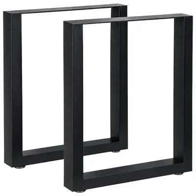 Produktbild von Tischkufen Tischgestell 2er-Set Stahl pulverbeschichtet 70x72 cm, Bodenschützer, für Esstisch oder Sitzbank, Schwarz