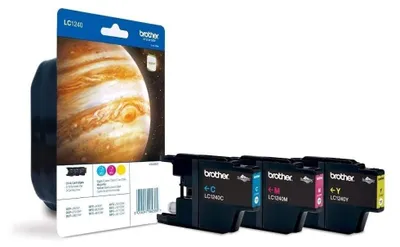 Produktbild von Brother LC-1240RBWBP, Standardertrag, Cyan, Magenta, Gelb, Tinte auf Pigmentbasis, 600 Seiten, Multipack
