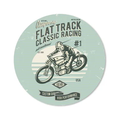 Produktbild von MuchoWow® Mauspad Mousepad Motorrad - Rennen - Retro 20x20 cm - Mousepads - Maus Mat - Pad - Mausunterlage - Schreibtischmatte