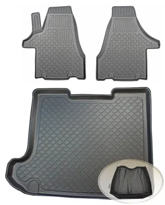 Produktbild von SET Kofferraumwanne Gummifußmatten für VW Volkswagen T6 Transporter Kombi 2015- 1. Sitzreihe Radstand: lang, hinter der 3. Sitzreihe