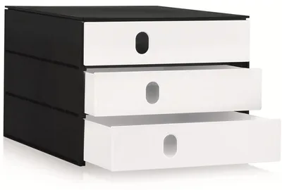 Produktbild von Schubladenbox styroval Pro 3 Schubladen geschlossen schwarz/weiß