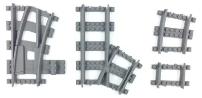 Productafbeelding van Trixbrix Wissel rechts R40, modulair – rails voor LEGO® City trein, accessoires compatibel met klemblokjes