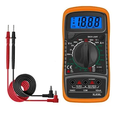 Produktbild von Handheld Digital Multimeter, Multifunktions Messgerät für AC/DC Spannung, Strom & Widerstand, LCD Display, tragbar mit Prüfspitzen