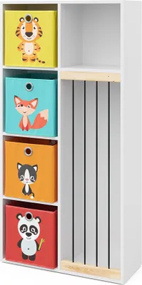 Produktbild von Kinderregal Vicco Marvin Weiß 72 x 143 cm mit 4 Faltboxen opt.1, Model 37031
