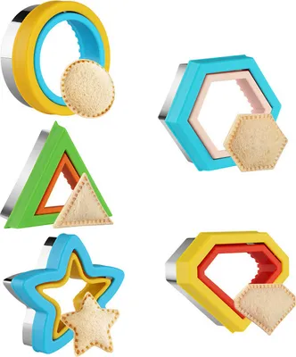 Image de 5 paquets d'emporte-pièces pour sandwichs et kit de scellage, Coupe-légumes pour sandwichs en acier inoxydable avec protection des mains en plastique