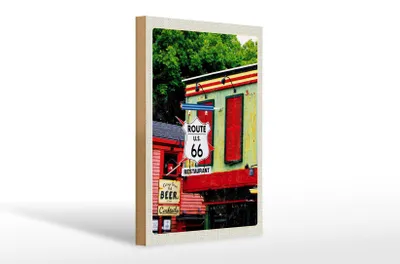 Produktbild von Holzschild Reise 20x30cm Amerika Route 66 Restaurant Chicago