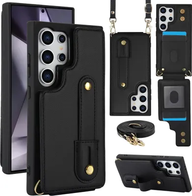 Produktbild von Handy Hülle Klapphülle für Samsung Galaxy S26 Ultra Kunstleder Crossbody Schwarz