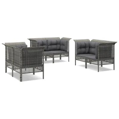 Obrázok produktu pre vidaXL 6-dielna záhradná súprava s vankúšmi Grey Poly Rattan