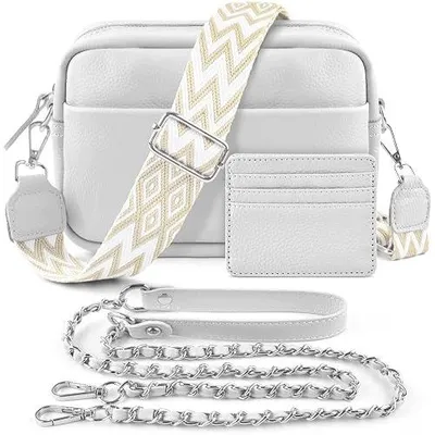 Zdjęcie produktu dla Torba na ramię damska skórzana czarna crossbody z paskami dla pani