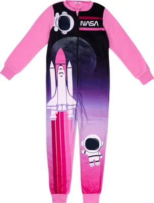 Produktbild von NASA Jumpsuit für Mädchen - Overall Kinder Pyjama Schlafanzug langarm Rosa/Pink 134-140