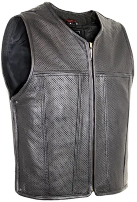 Produktbild von MDM Herren Lederweste Motorradweste Rindsleder Schwarz perforiert 3XL – MDM9223
