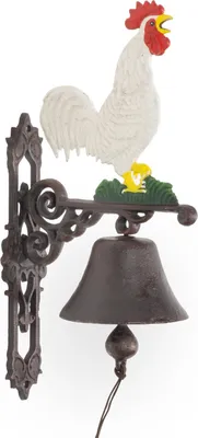 Produktbild von Moritz Deko Glocke Hahn weiß 60 x 14 x 23 cm I Wandglocke I Glocke Haustür I zum Aufhängen I Türglocke Gusseisen I Gartenglocke I Retro I Antik I Shabby