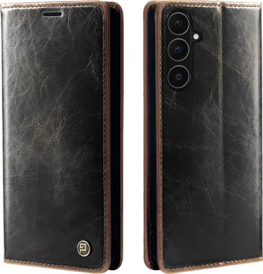 Produktbild von Handyhülle für Samsung Galaxy A56 5G Kunstleder Flip Vintage Cover Hülle RFID Schutz Case Kartenfach Farbe: Dunkelbraun