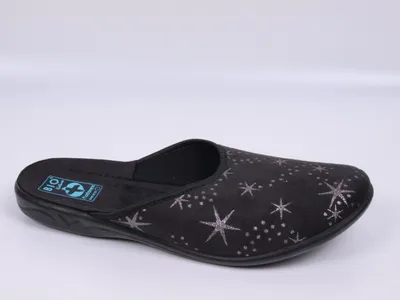 Produktbild von Damen Hausschuhe ADANEX SARA 29268 schwarz mit Sternen und geschlossener Spitze