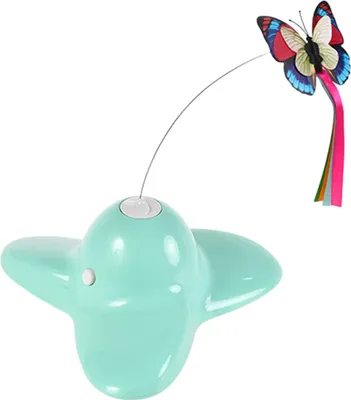 Produktbild von Katzenspielzeug, lustiges elektrisches, flatterndes und rotierendes Kätzchenspielzeug, Katzenspielzeug mit Schmetterlingen