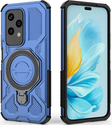Immagine prodotto di Resistente cover per cellulare per Honor 200 Lite, robusta custodia con supporto ad anello, supporto magnetico e supporto Blu