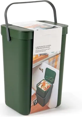 Image de Poubelle suspendue de 12 litres, verte, pour les déchets organiques