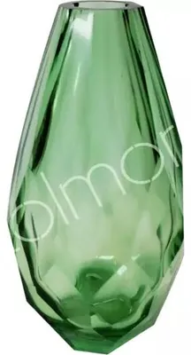 Zdjęcie produktu dla Wazon szklany, wielościany, zielony, wymiary: 10x10x21 cm