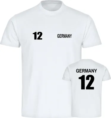 Produktbild von multifanshop Herren T-Shirt - Germany - Trikot Nummer 12, weiß, Größe 3XL