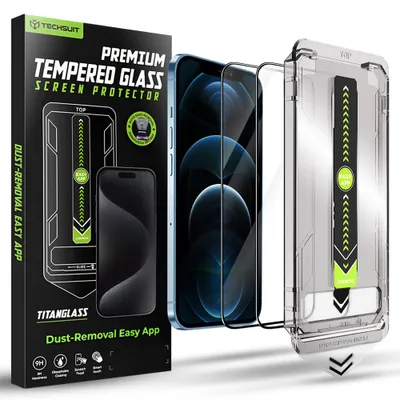 Obrázek produktu pro Techsuit – TitanGlass FullCover (2 ks) ochranné tvrzené sklo pro iPhone 12 Pro Max – černé
