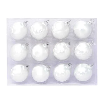 Produktbild von 12 Glaskugeln Eislack Weiß 6 cm