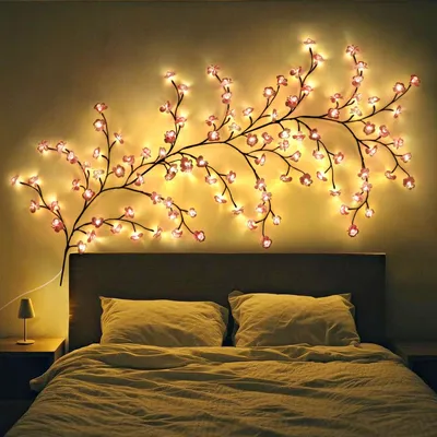 Kirschblüten-Lichtsnoer, 96 LEDs, 8 Modi, Timer, USB, 190 cm