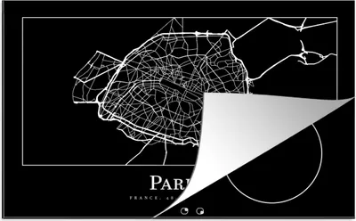 Produktbild von KitchenYeah© Herdabdeckplatte Paris - Karte - Stadtplan , 81x52cm, Küche Deko, Glaskeramikkochfeld Herdabdeckung, Abdeckplatte fùr Kochfeld