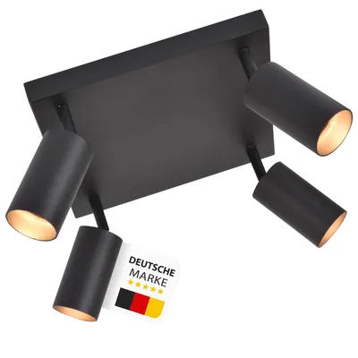 Produktbild von GU10 Deckenleuchte ProSpot 866-4-BK Schwarz – 4-flammig, Aluminium, IP20