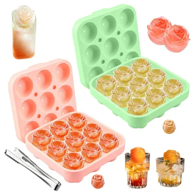 Produktbild von Set mit 2 Eiswürfelformen aus Silikon mit Deckel