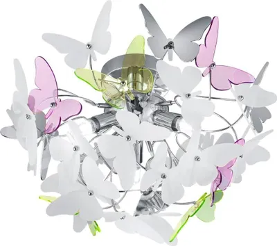 Produktbild von lightling Beverly Deckenleuchte, Schmetterlinge, Ø 45 cm, Höhe: 28,5 cm, chrom, Chrom Metall, ohne Leuchtmittel, max: 28W
