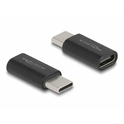 Produktbild von DeLOCK Adapter SuperSpeed USB 10 Gbps (USB 3.2 Gen 2) USB Type-C Stecker zu Buchse Portschoner schwarz, Montageadapter, Kunststoff, Freistehend, Schwarz, Männlich, Weiblich