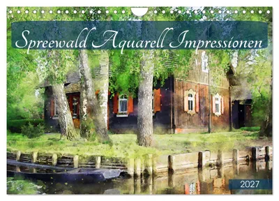 Produktbild von Spreewald Aquarell Impressionen (Wandkalender 2027 DIN A4 quer), CALVENDO Monatskalender