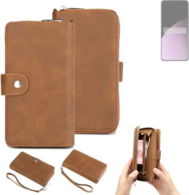 Produktbild von K-S-Trade Handyhülle Schutzhülle kompatibel mit Xiaomi Civi 4 Pro & Portemonnee Tasche Handytasche Case Etui Geldbörse Wallet braun (1x)