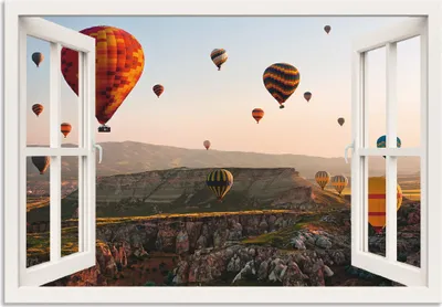 Produktbild von ARTland Wandbild Alu für Innen & Outdoor Kappadokien Ballonfahrt, weiß Größe: 70x50 cm