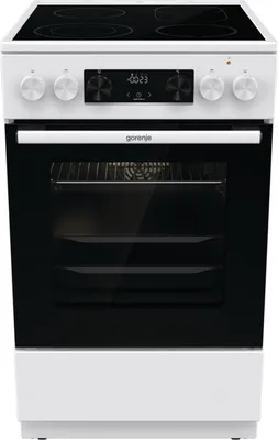 Produktbild von Gorenje GECS5C60WPA Elektroherd, Freistehender Herd, Weiß, Tasten, Drehregler, Silber, Metall, LED