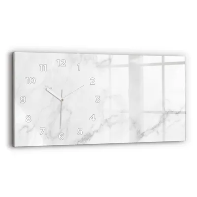 Produktbild von Wallfluent Wanduhr – Stilles Quarzuhrwerk - Uhr Dekoration Wohnzimmer Schlafzimmer Küche - Zifferblatt - weiße Zeiger - 60x30 cm - Marmor