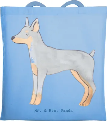 Produktbild von Mr. & Mrs. Panda Schultasche Dobermann Pinscher Moment - Sky Blue - Geschenk, Tasche, Shopping, Tragetasche, Tote Bag, Uni, Einkaufstasche