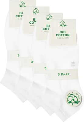 Produktbild von TEXEMP Sneaker Socken Bio Baumwolle 6-18 Paar Herren Damen Kurzsocken Quarter | B135 - 43-46 - Weiß - 6er Pack