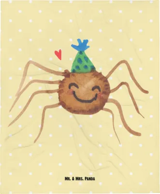 Produktbild von Mr. & Mrs. Panda Erstlingsdecke Spinne Agathe Party - Gelb Pastell - Geschenk, Selbstliebe, Plaid, Glück, Babydecke, Schlummerdecke, Kinderdecke, Fleecedecke, Wunder