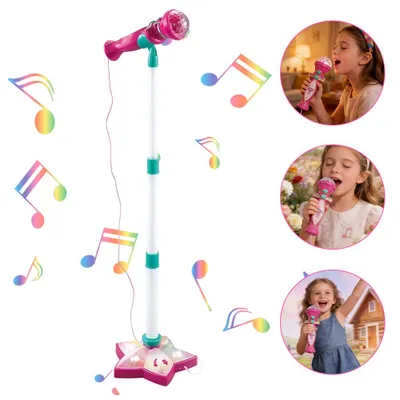 Produktbild von Lernspielzeug für Kinder Musikmikrofon Ständer-Mikrofon mit Soundeffekten höhenverstellbar für frühkindliches Lernen und Schüleraufführungen
