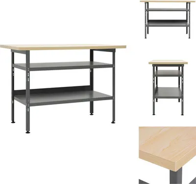 Immagine prodotto di vidaXL Banco da lavoro grigio 120×60×85 cm in acciaio - Banchi da lavoro