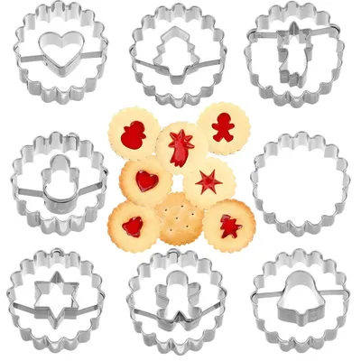 8-teiliges Weihnachts-Linzer-Ausstecher-Set aus Edelstahl