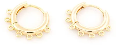 Produktbild von Vintageparts Creolen mit 7 Ösen aus Messing 18k Gold beschichtet 18mm, 2 Stück