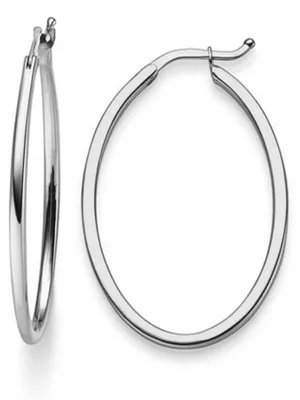 Produktbild von Ohrringe Creolen 35x1,5mm Ohrschmuck aus 585 Gold Weißgold oval